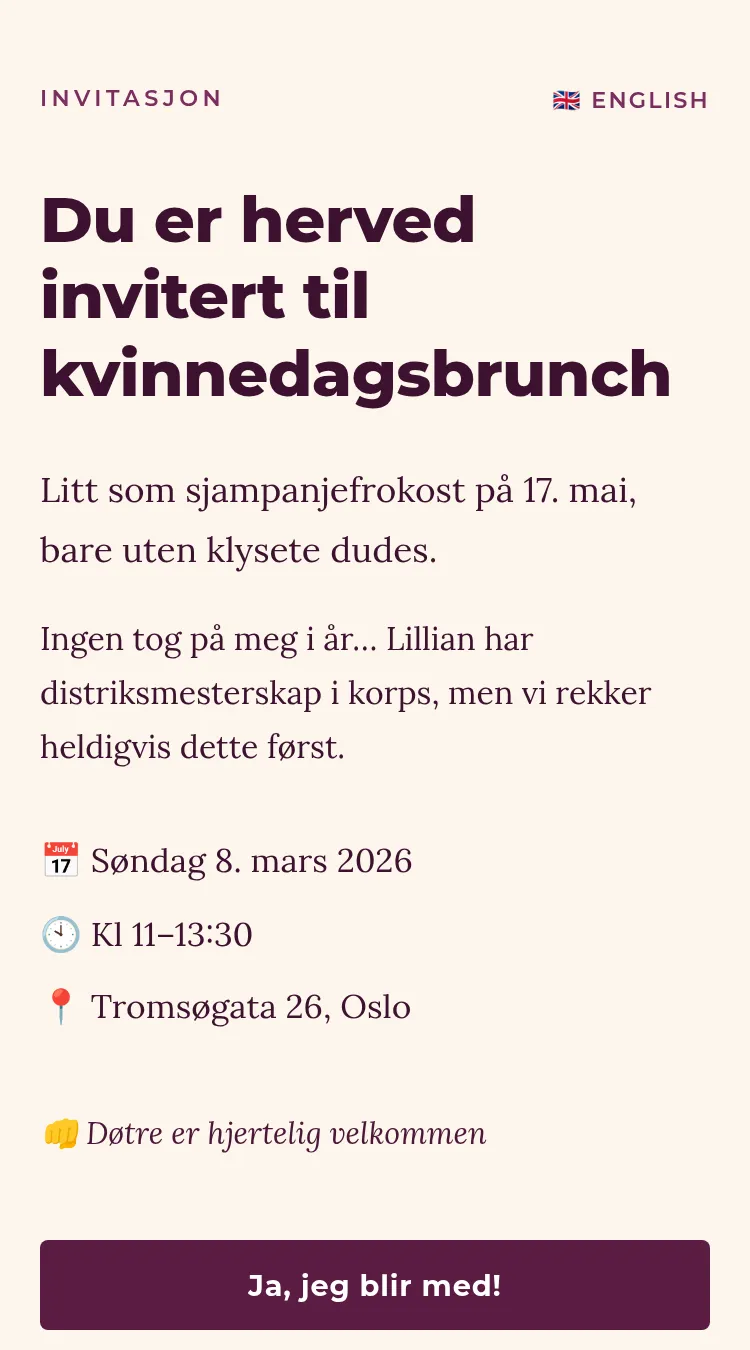 Same content, completely different feel. No cards, no shadows — content breathes on the warm background like a personal letter.