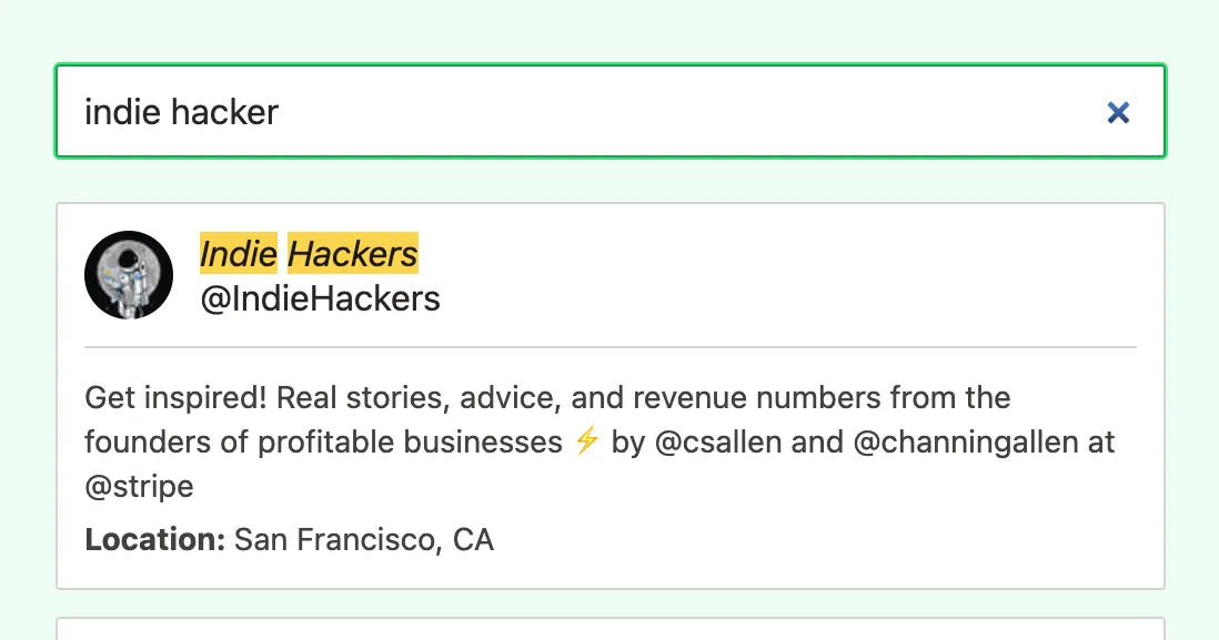 The resulting styled highlight