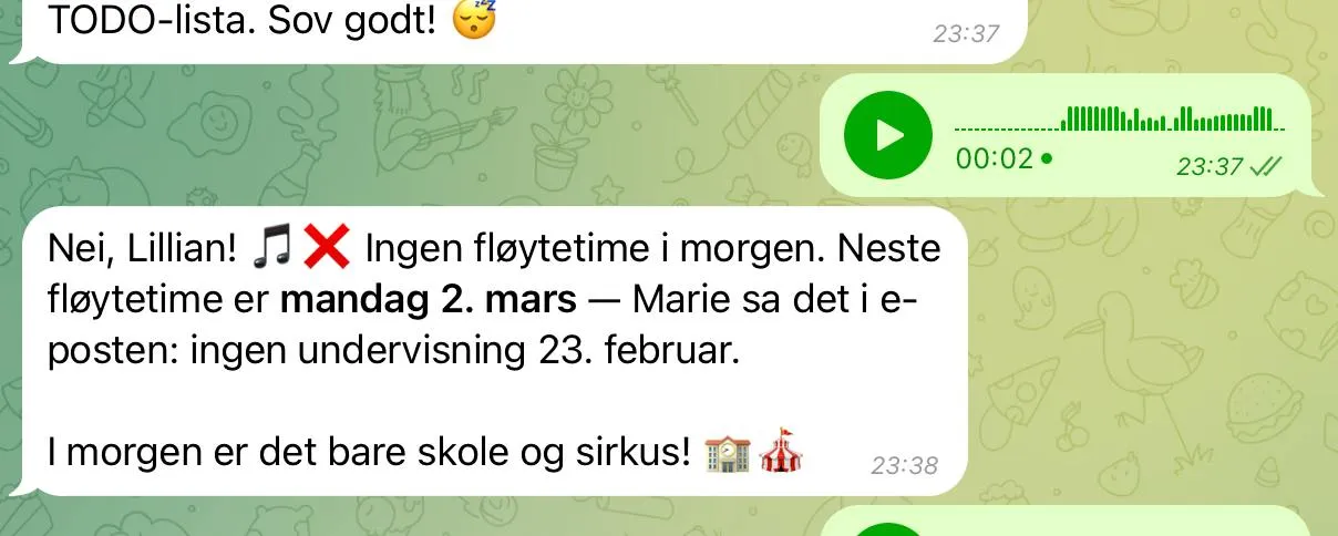 Checking the flute schedule at 23:37 on a Saturday