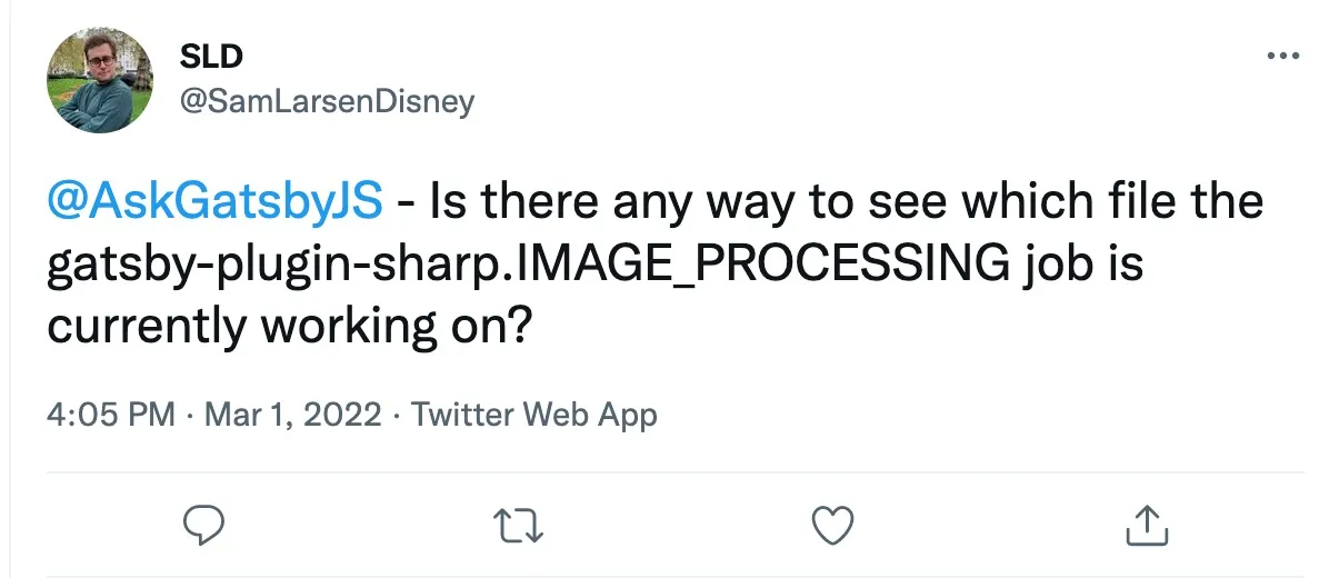 Is there any way to see which file the gatsby-plugin-sharp.IMAGE_PROCESSING job is currently working on?