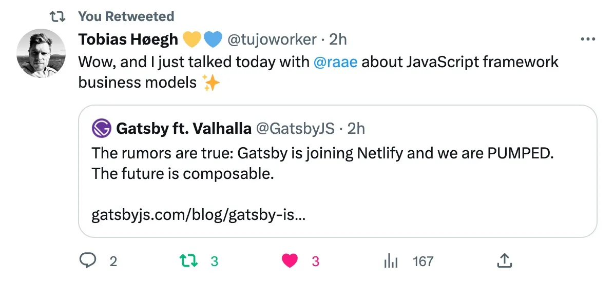 Wow, and I just talked today with @raae about JavaScript framework business models ✨