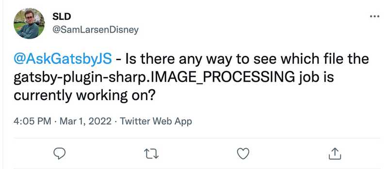 Is there any way to see which file the gatsby-plugin-sharp.IMAGE_PROCESSING job is currently working on?