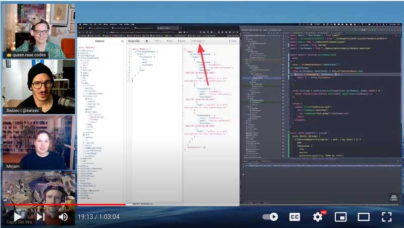 Screengrab of the stream where we demo the export code feature