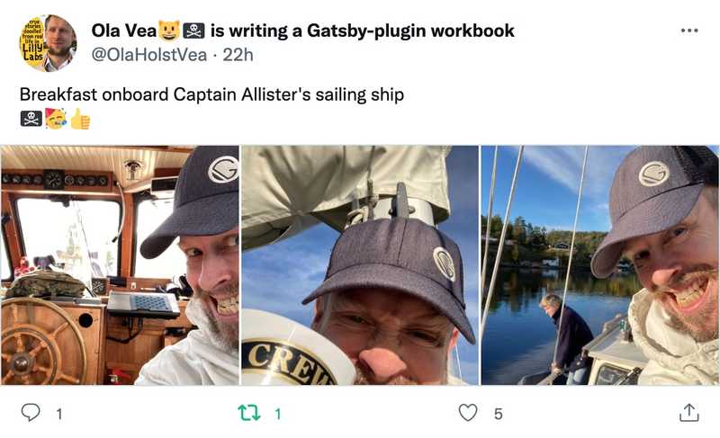 Screengrab of Ola's tweet with photos from sailing